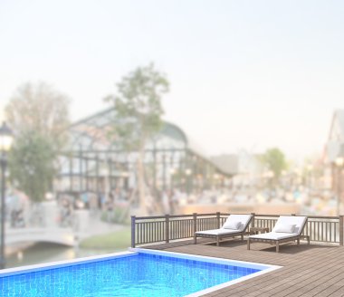 Yüzme Havuzu ve Teras dış arka plan bulanıklık