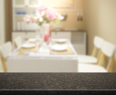 Top masa ve yemek odası arka plan bulanıklık