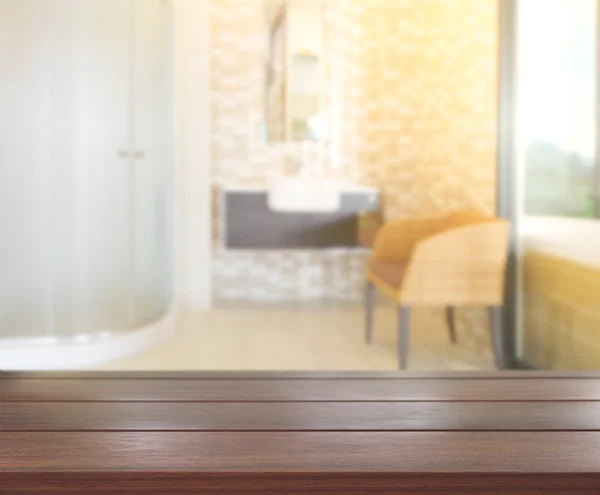 Table Top And Blur Bathroom of Background — Stock Photo, Image