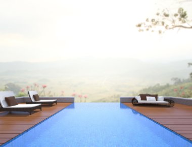 Yüzme Havuzu ve Teras, doğa arka plan bulanıklık