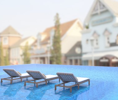 Yüzme Havuzu ve Teras dış arka plan bulanıklık