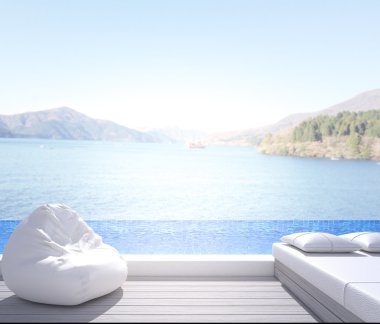 Yüzme Havuzu ve Teras, doğa arka plan bulanıklık