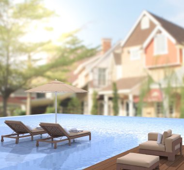 Yüzme Havuzu ve Teras dış arka plan bulanıklık