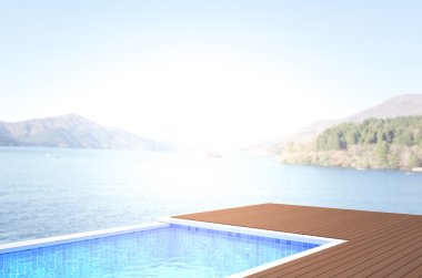 Yüzme Havuzu ve Teras, doğa arka plan bulanıklık