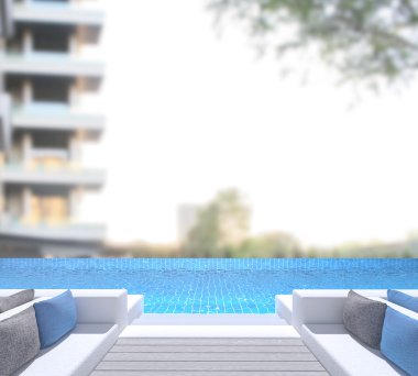 Yüzme Havuzu ve Teras dış arka plan bulanıklık