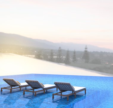 Yüzme Havuzu ve Teras, doğa arka plan bulanıklık