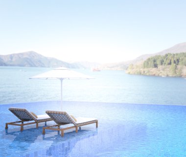 Yüzme Havuzu ve Teras, doğa arka plan bulanıklık