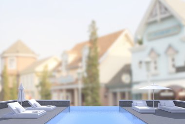 Yüzme Havuzu ve Teras dış arka plan bulanıklık