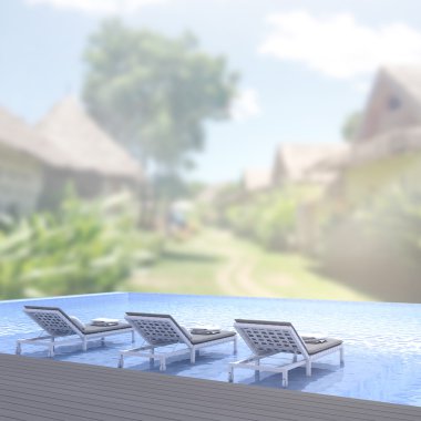 Yüzme Havuzu ve Teras dış arka plan bulanıklık