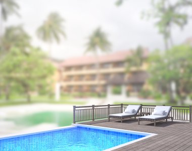 Yüzme Havuzu ve Teras dış arka plan bulanıklık