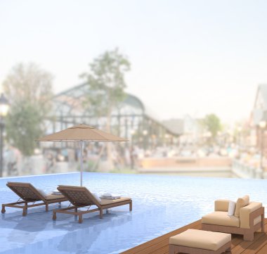 Yüzme Havuzu ve Teras dış arka plan bulanıklık