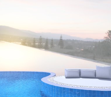 Yüzme Havuzu ve Teras, doğa arka plan bulanıklık