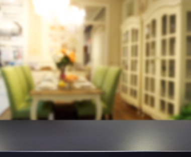 Top masa ve yemek odası arka plan bulanıklık