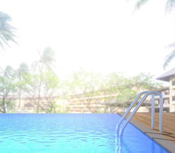 Swimming Pool And Terrace Of Blur Exterior Background