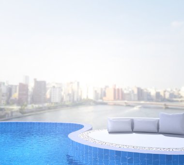 Yüzme Havuzu ve Teras dış arka plan bulanıklık