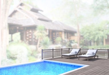 Yüzme Havuzu ve Teras dış arka plan bulanıklık