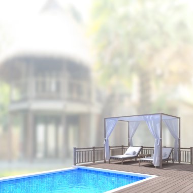 Yüzme Havuzu ve Teras dış arka plan bulanıklık