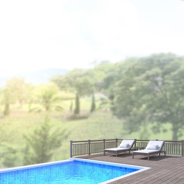 Yüzme Havuzu ve Teras dış arka plan bulanıklık