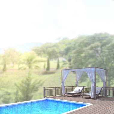 Yüzme Havuzu ve Teras dış arka plan bulanıklık