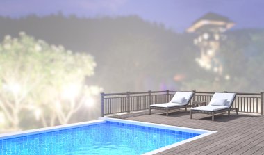 Yüzme Havuzu ve Teras dış arka plan bulanıklık