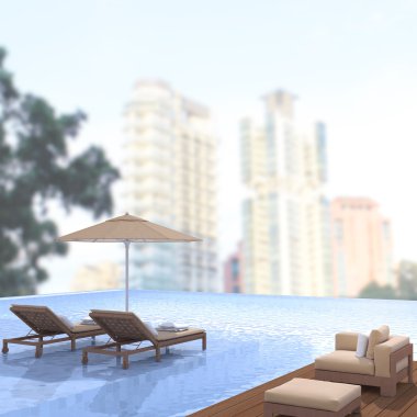 Yüzme Havuzu ve Teras dış arka plan bulanıklık