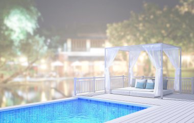 Yüzme Havuzu ve Teras dış arka plan bulanıklık