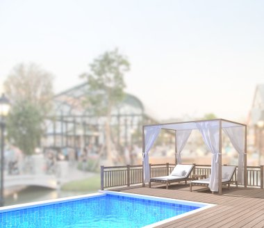 Yüzme Havuzu ve Teras dış arka plan bulanıklık