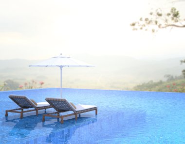 Yüzme Havuzu ve Teras, doğa arka plan bulanıklık