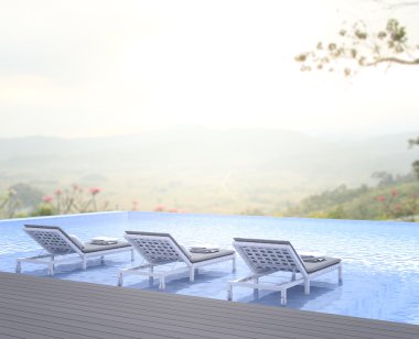 Yüzme Havuzu ve Teras, doğa arka plan bulanıklık