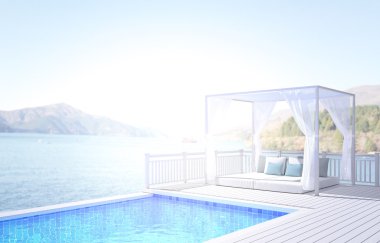 Yüzme Havuzu ve Teras, doğa arka plan bulanıklık