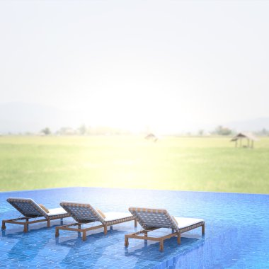 Yüzme Havuzu ve Teras, doğa arka plan bulanıklık