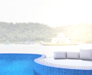 Yüzme Havuzu ve Teras, doğa arka plan bulanıklık