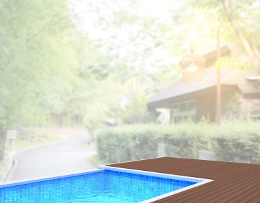 Yüzme Havuzu ve Teras, doğa arka plan bulanıklık