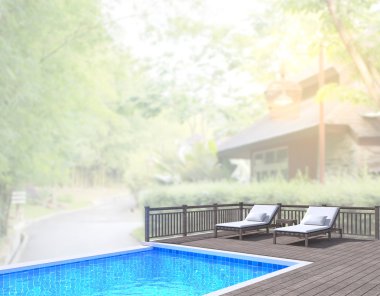 Yüzme Havuzu ve Teras, doğa arka plan bulanıklık