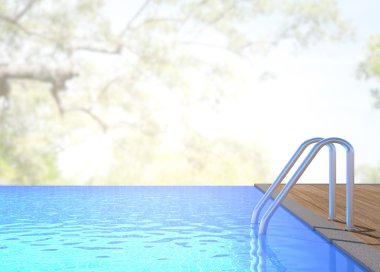 Yüzme Havuzu ve Teras, doğa arka plan bulanıklık