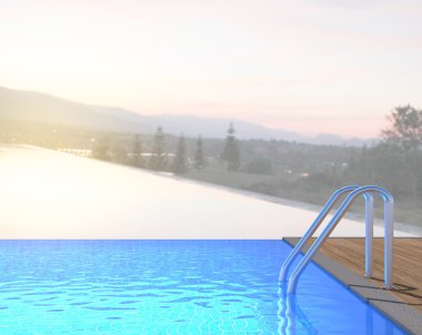 Yüzme Havuzu ve Teras, doğa arka plan bulanıklık