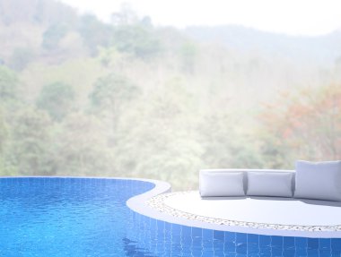 Yüzme Havuzu ve Teras, doğa arka plan bulanıklık