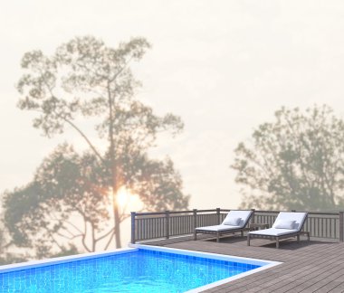 Yüzme Havuzu ve Teras, doğa arka plan bulanıklık
