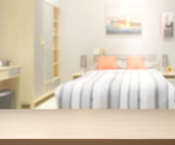 表ベッドルームのトップとぼかしの背景 — ストック写真