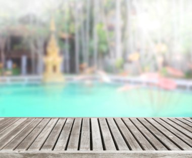 ahşap masa artalanını üst ve Havuzu