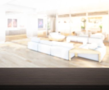 Arka planın Masa Üstü ve Bulanık Oturma Odası