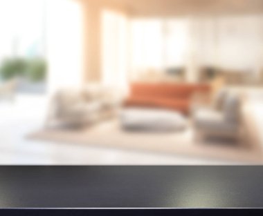 Arka planın Masa Üstü ve Bulanık Oturma Odası