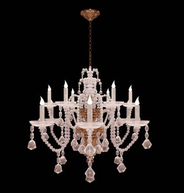 3d Render Retro chandelier  isolated on black background clipart