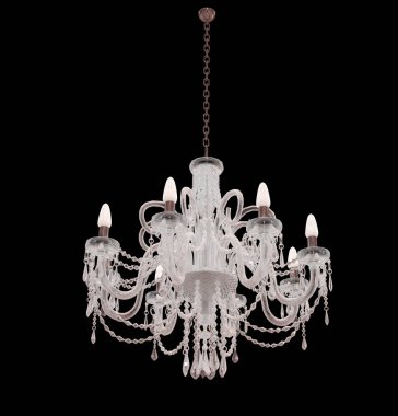 3d Render Retro chandelier  isolated on black background clipart