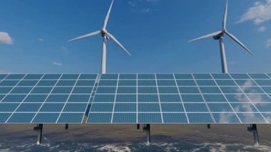 3D güneş paneli ve rüzgar türbini çiftliği temiz enerji üretiyor