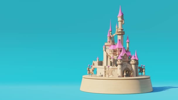 Madeira castelo música caixa conceito feliz, 3d renderização — Vídeo de Stock