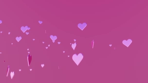 3d 렌더링 핑크 배경에 핑크 하트를 추상화하고 사랑의 개념 — 비디오
