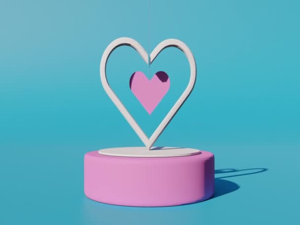 3d representación, caja de música de corazón, concepto de amor — Vídeos de Stock