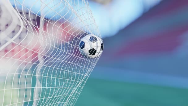 3d rendering, Goal - soccer football  in the net in stadium — Wideo stockowe