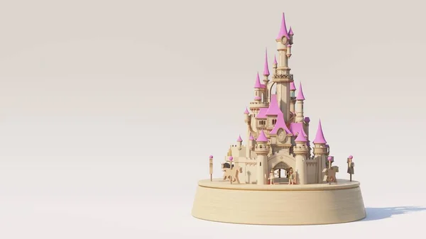 Wood Castle Music Box Happy Concept Rendering — Stock Photo, Image